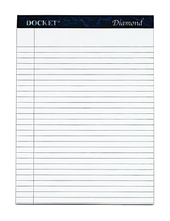 TOPS™ Docket™ Diamond Premium 100% Recycled Legal Pad, 8 1/2" x 11 3/4", Legal Ruled, 50 Sheets, White, Pack Of 2 Pads
