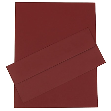 JAM Paper® Business Stationery Set, 8 1/2" x 11", Burgundy, Set Of 50 Sheets And 50 Envelopes