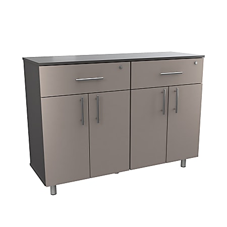 Inval 23”W Double Storage Cabinet, Taupe/Dark Gray