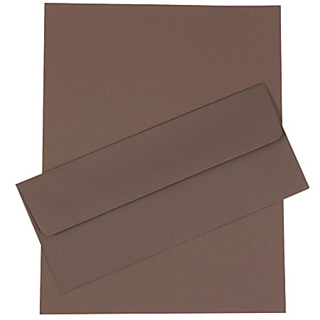 JAM Paper® Business Stationery Set, 8 1/2" x 11", Dark Gray, Set Of 50 Sheets And 50 Envelopes