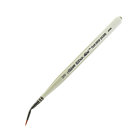 Silver Brush Ultra Mini Series Paint Brush, Size 3, Tear Drop, Taklon Filament, Pearl White