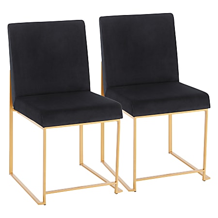 LumiSource Fuji High Back Dining Chairs, Black/Gold, Set Of 2 Chairs