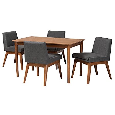 Baxton Studio Nexus 5-Piece Dining Set, Dark Gray/Walnut