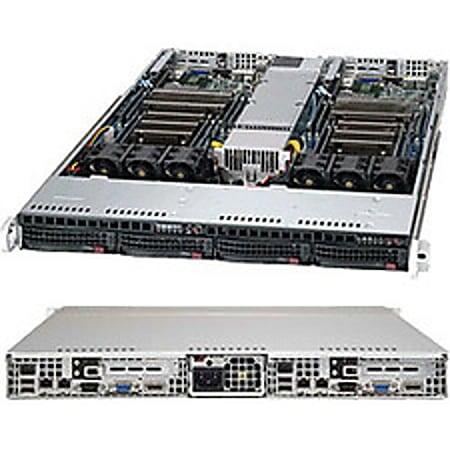 Supermicro SuperServer 6017TR-TQF Barebone System - 1U Rack-mountable - Intel C602J Chipset - 2 Number of Node(s) - Socket R LGA-2011 - 2 x Processor Support - Black