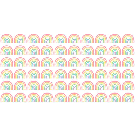 Teacher Created Resources Die-Cut Border Trim, Pastel Pop Rainbows, 35' Per Pack, Set Of 6 Packs