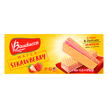 Bauducco Foods Strawberry Wafers, 5. oz, Case Of 18 Packages