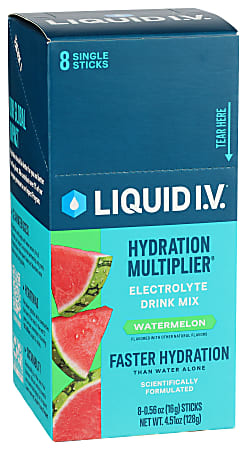 Liquid I.V. Hydration Multiplier Electrolyte Drink Mix, Watermelon, 0.56 Oz, Total Qty 8