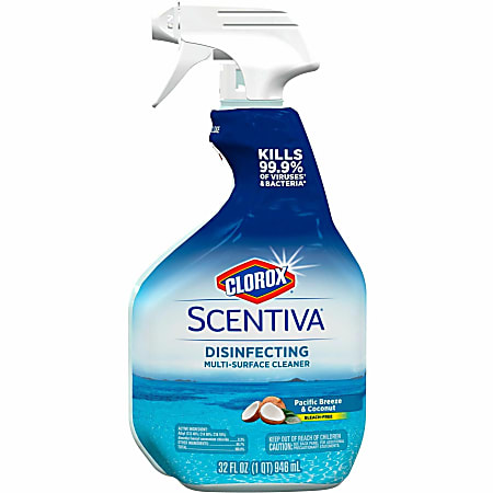 Clorox Scentiva Bleach-free Multi-Surface Cleaner - 32 fl oz (1 quart) - Pacific Breeze & Coconut Scent - 432 / Pallet - White