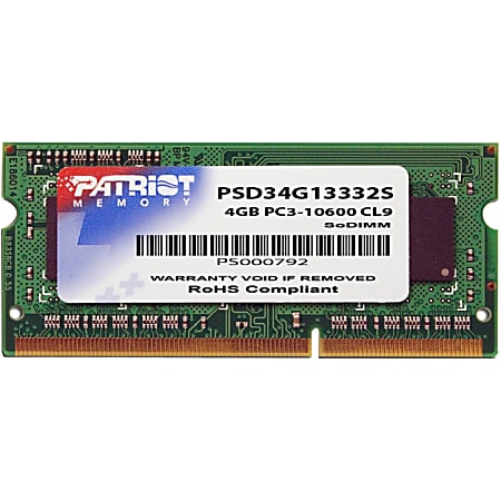 Patriot Signature Line DDR3 module GB SO DIMM 204 pin 1333 MTs