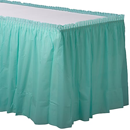 thumbnail image 2 of Meccanixity Plastic Table Skirt - 29"x14ft Disposable Party Decor (Light Blue) 2 of 14