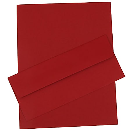JAM Paper® Business Stationery Set, 8 1/2" x 11", Dark Red, Set Of 50 Sheets And 50 Envelopes