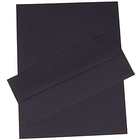JAM Paper® Business Stationery Set, 8 1/2" x 11", Navy Blue, Set Of 50 Sheets And 50 Envelopes