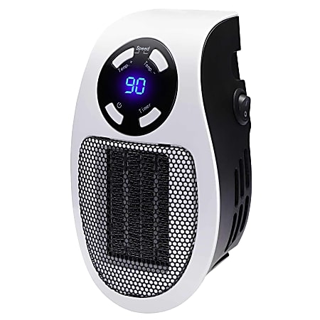 Brentwood 350-Watt Plug-In Personal Space Heater, 4-1/2" x 3/4", Black/White