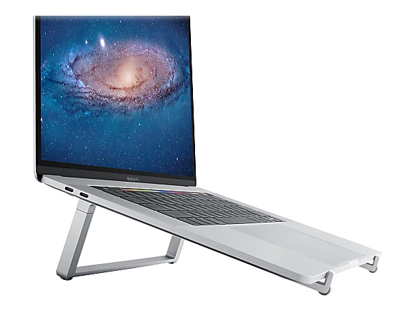Rain Design mBar Pro Foldable Laptop Stand - Silver - Take it easy. Designed to let you work comfortably, on the go. mBar Pro+ raises and tilts your MacBook, makes viewing, typing and swiping on the touch Bar easier