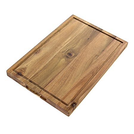 Kenmore Archer Acacia Wood Cutting Board With Groove Handles, 1”H x 12”W x 18”D, Brown