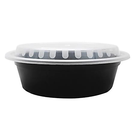 32oz Black Disposable Plastic Round Microwavable Food Container