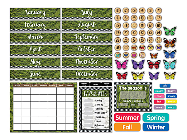 Schoolgirl Style Woodland Whimsy Calendar Bulletin Board Set, 23" x 17"