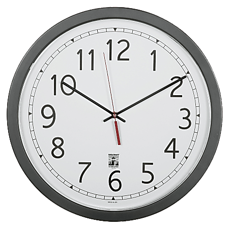 SKILCRAFT® Self-Set Wall Clock, 16 1/2"W, Black/White (AbilityOne 6645-01-623-8825)