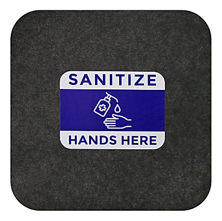 M + A Matting Sure Stride Impressions Mats, Sanitize Hands Here, 17" x 17", Smoke, Pack Of 6 Mats