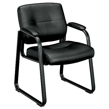 HON® SofThread™ Bonded Leather Guest Chair, Black