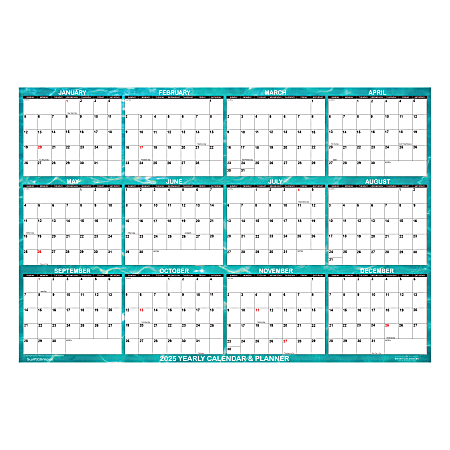 2025 SwiftGlimpse Daily/Yearly Wall Calendar, 24" x 36", Cool Water, January 2025 To December 2025, SG 2025 WATER