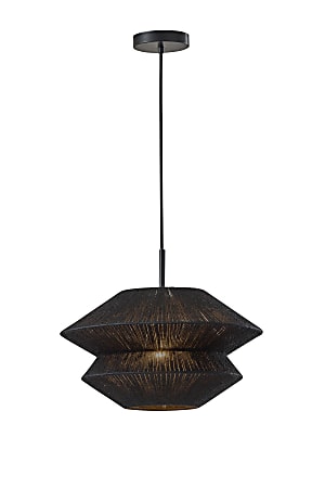 Adesso Gardner Chandelier Pendant Lamp, 17-1/2"W, Black Rope Shade/Black Base