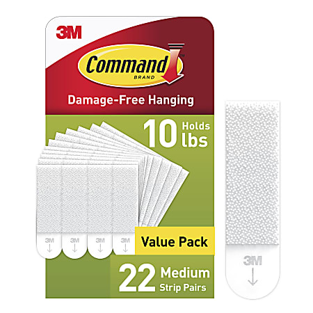 Command® Medium Picture Hanging Strips, 22 White Adhesive Strip Pairs (44 Strips), Damage Free Hanging Picture Hangers, No Tools Wall Hanging Strips