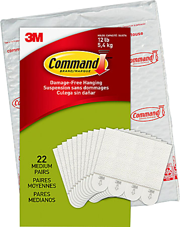 Command Medium Picture Hanging Strips, 22-Pairs (44-Command Strips), Damage-Free, White