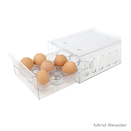 Mind Reader Stackable 12-Egg Storage Drawer, 3 5/8"H x 6 3/4"W x 8 3/4"D, Clear