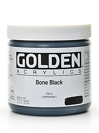 Golden Heavy Body Acrylic Paint, 16 Oz, Bone Black