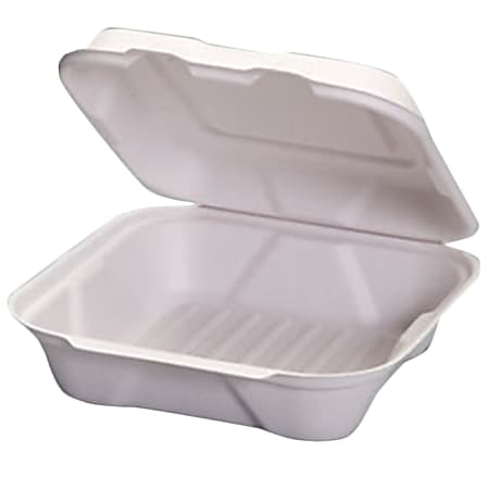 GenPak Harvest Fiber Hinged Containers, 8" x 8", Natural White, Pack Of 200 Containers