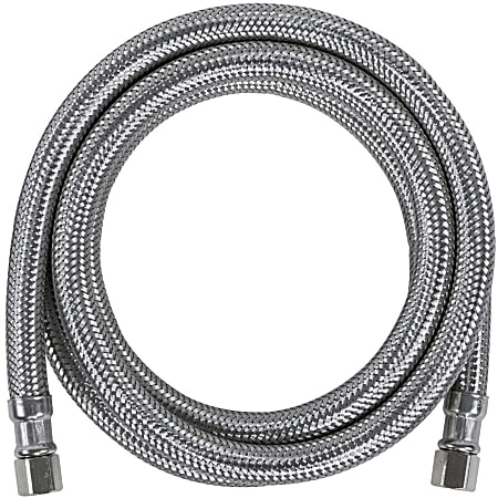 Certified Appliance Accessories Braided Stainless Steel Ice Maker Connector - 72" - Silver, Stainless Steel - Polyester, Polyvinyl Chloride (PVC), Stainless Steel, Brass