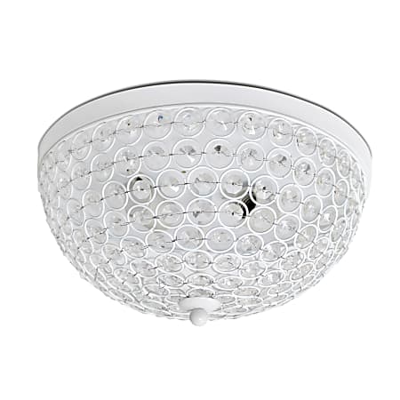 Elegant Designs 2-Light Flush-Mounted Ceiling Light, White/Crystal