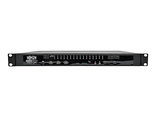 Tripp Lite 32-Port KVM Switch Cat5 Over IP 1 Local 2 Remote User 1U TAA GSA - KVM switch - CAT5 - 32x KVM port(s) - B06403202IPG