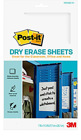 Post-it Dry Erase Sheets DEFSheets-30PK, 7 in x 11.3 in, 30 Sheets Per Pack