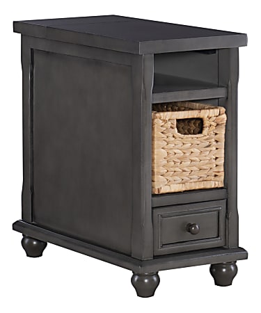 Powell Bryant Side Table With Basket Storage, 24"H x 12"W x 24"D, Charcoal Gray