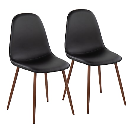 LumiSource Pebble Contemporary Dining Chairs, Black/Walnut, Set Of 2 Chairs
