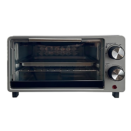 MegaChef Toaster Oven With Adjustable Temperature And Timer, 8”H x 13-1/2”W x 11”D, Silver
