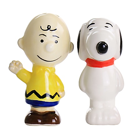 Gibson Peanuts Classical Pals Charlie Brown And Snoopy Figurine Salt And Pepper Shaker Set, Multicolor