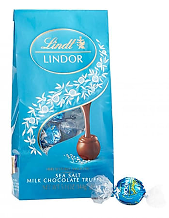 Lindt Lindor Milk Chocolate Sea Salt Truffles, 5.1 Oz, Case Of 3 Bags