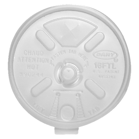 Dart Lift-n-Lock Lid With Straw Slot For Foam Cups, 16 Oz, Translucent, Pack Of 1,000
