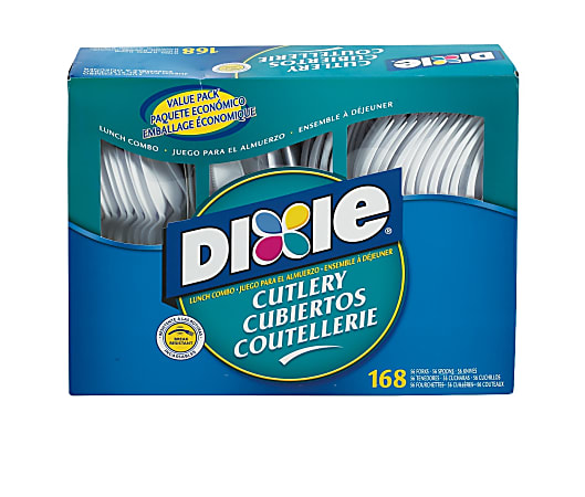 Dixie® Heavy-Weight Plastic Cutlery Combo Box, White, Box Of 168