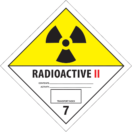 Tape Logic® Preprinted Shipping Labels, DL5242, Radioactive II, Square, 4" x 4", Black/White/Yellow, Roll Of 500