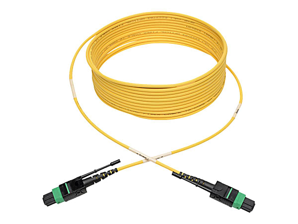 Tripp Lite MTP/MPO (APC) Singlemode Patch Cable (F/F), 12 Fiber, 40/100 GbE, QSFP+ 40GBASE-PLR4, Plenum, Push/Pull Tab, Yellow, 5 m (16 ft.) - Patch cable - MTP/MPO single-mode (F) to MTP/MPO single-mode (F)  - yellow