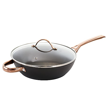 Oster Allsberg Aluminum Sauté Pan With Lid, 3.5 Qt, Black/Bronze