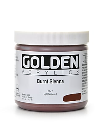 Golden Heavy Body Acrylic Paint, 16 Oz, Burnt Sienna