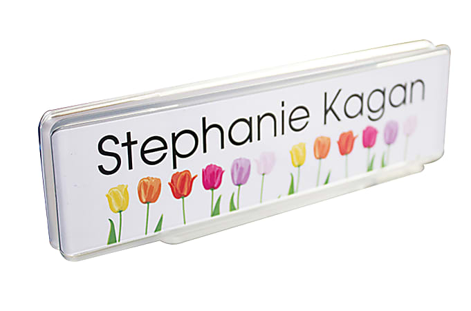 The Mighty Badge™ do-it-yourself Polycarbonate Cubicle Stand Signage Kit, 2" x 8", Clear, Pack Of 12