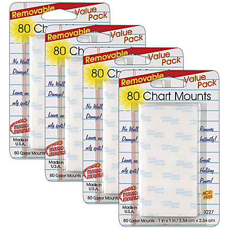 Miller Studio Removable Magic Mounts®, Chart Tabs, 1" x 1", White, 80 Tabs Per Pack, Set Of 4 Packs