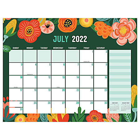 TF Publishing Large Desk Blotter Calendar, 17" x 22", Mod Flower, July 2022 To June 2023