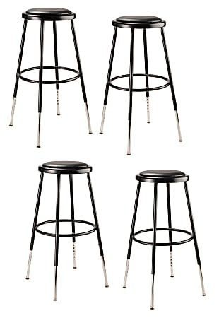 National Public Seating 6400H-10 Adjustable-Height Stools, 25"H, Black, Set Of 4 Stools